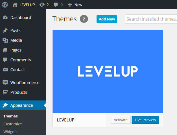 How To Install LEVELUP using WordPress