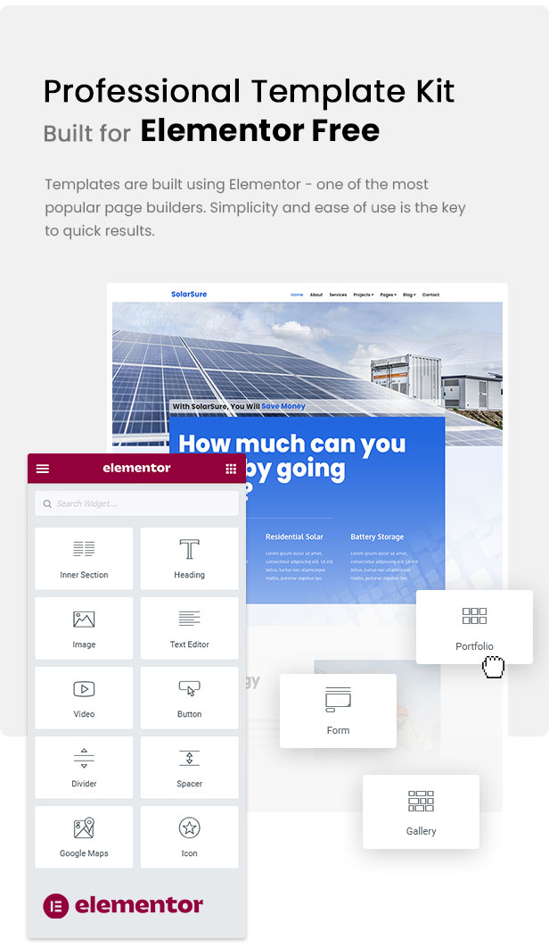 Solar Sure - Renewable Energy Business - Elementor Template Kit - 1