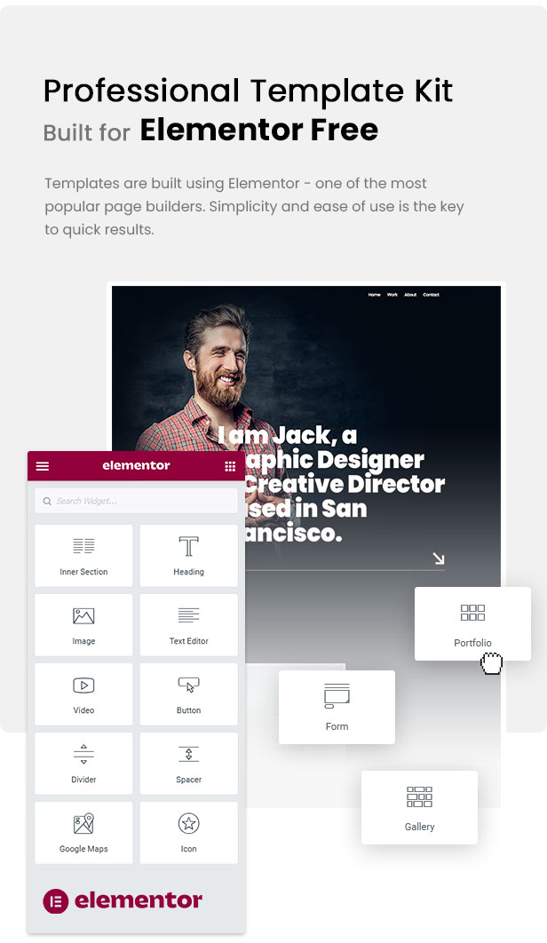 Jack.Dir - Personal Design Portfolio  Elementor Template Kit - 1